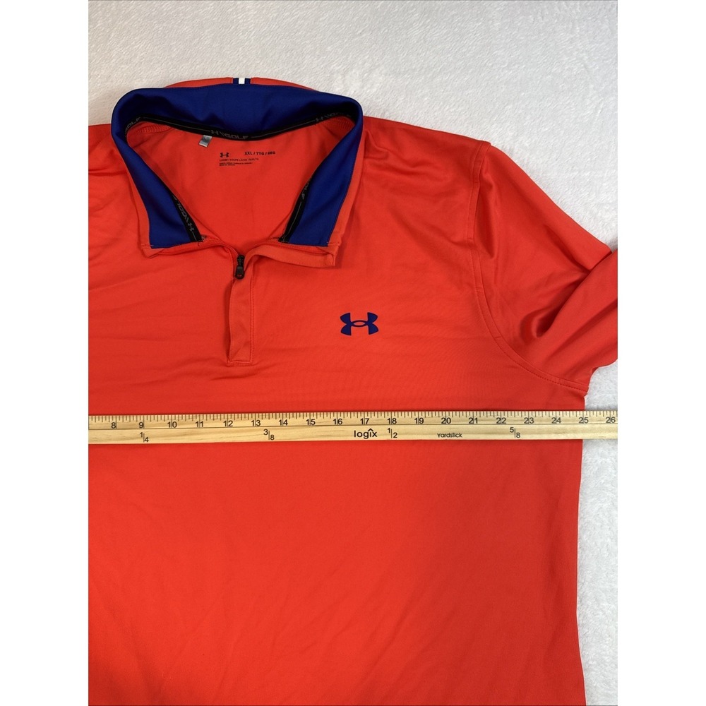 Under Armour Shirt Mens Extra Large 2XL Orange Long Sleeve Golf Polo Performance - Picture 5 of 7
